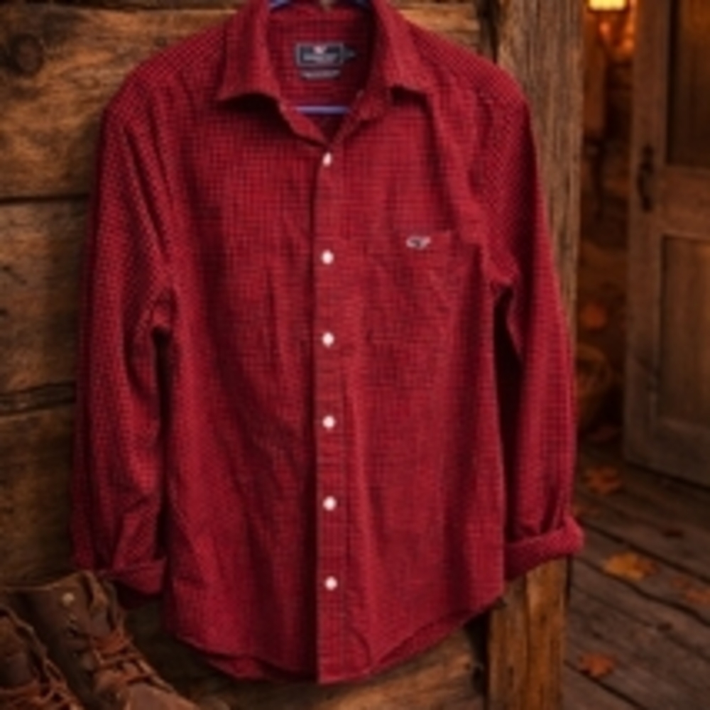 Vineyard Vines Men's Red Plaid Button Down Shirt